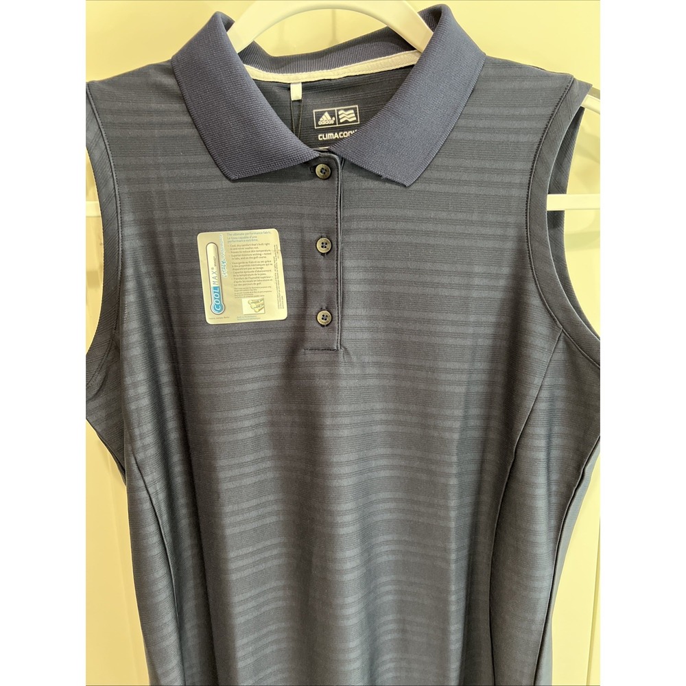 Adidas Climacool Navy Sleeveless Polo Golf Shirt Size Medium UPF 15+ Pickleball - Picture 2 of 7